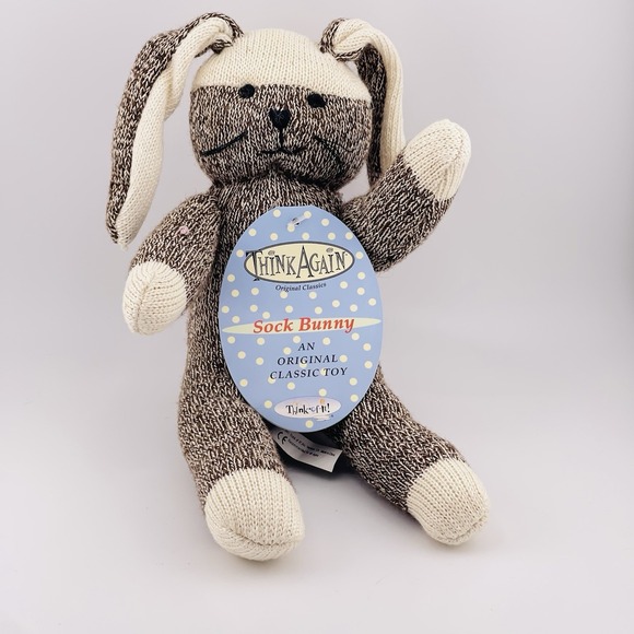 Think Again Other - Vintage 2000 Bunny Sock Monkey Stuffed Animal Plush Think Again W/ Tags